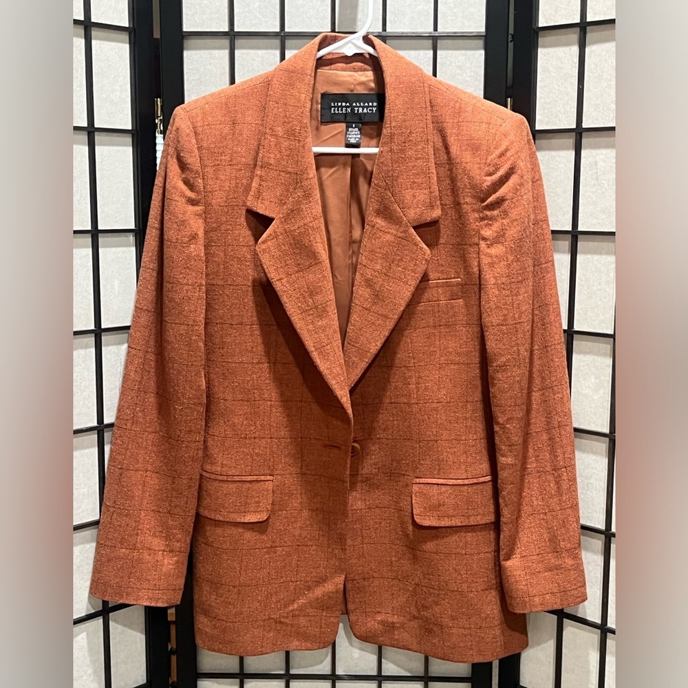 Ellen Tracy Rust Brown Wool-Cashmere Blend Jacket WOMEN SIZE 6
